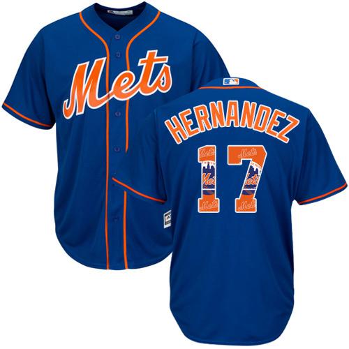 Mets #17 Keith Hernandez Blue Team Logo Fashion Stitched MLB Jersey - Click Image to Close